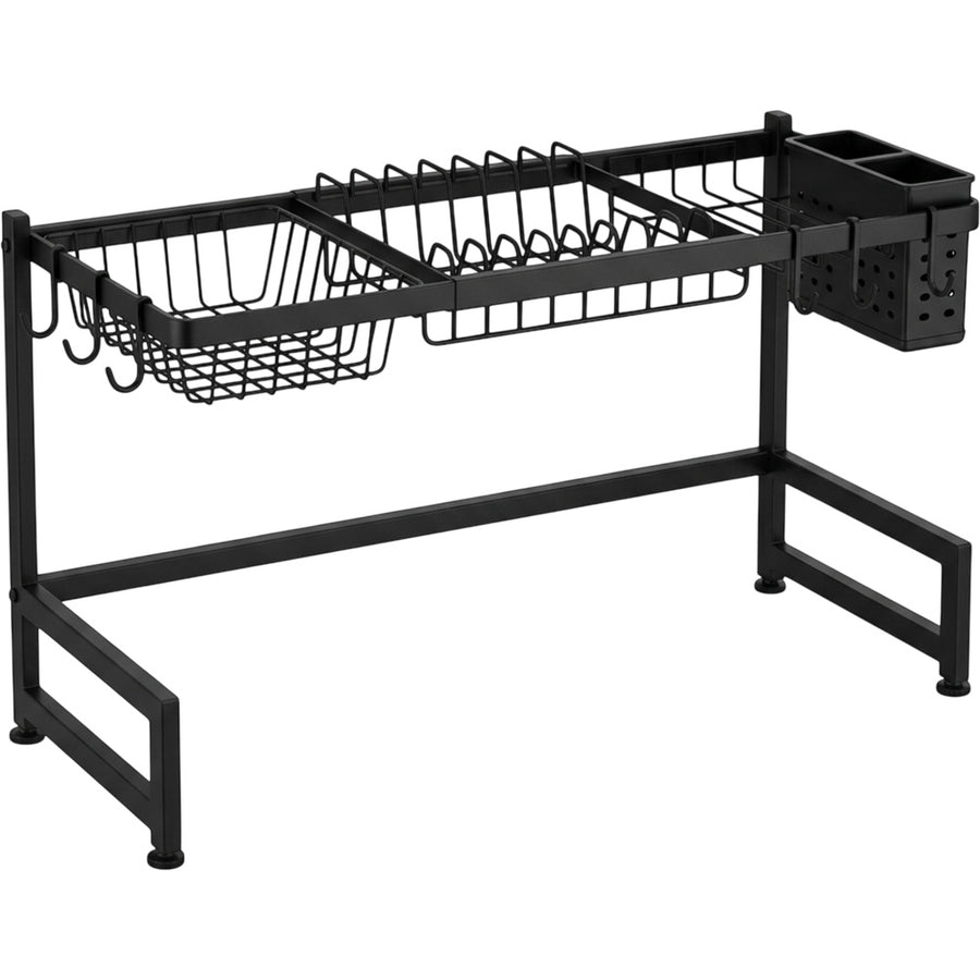 Zelam Expandable Over-Sink Dish Rack 65-95 cm with Utensil Holder Black